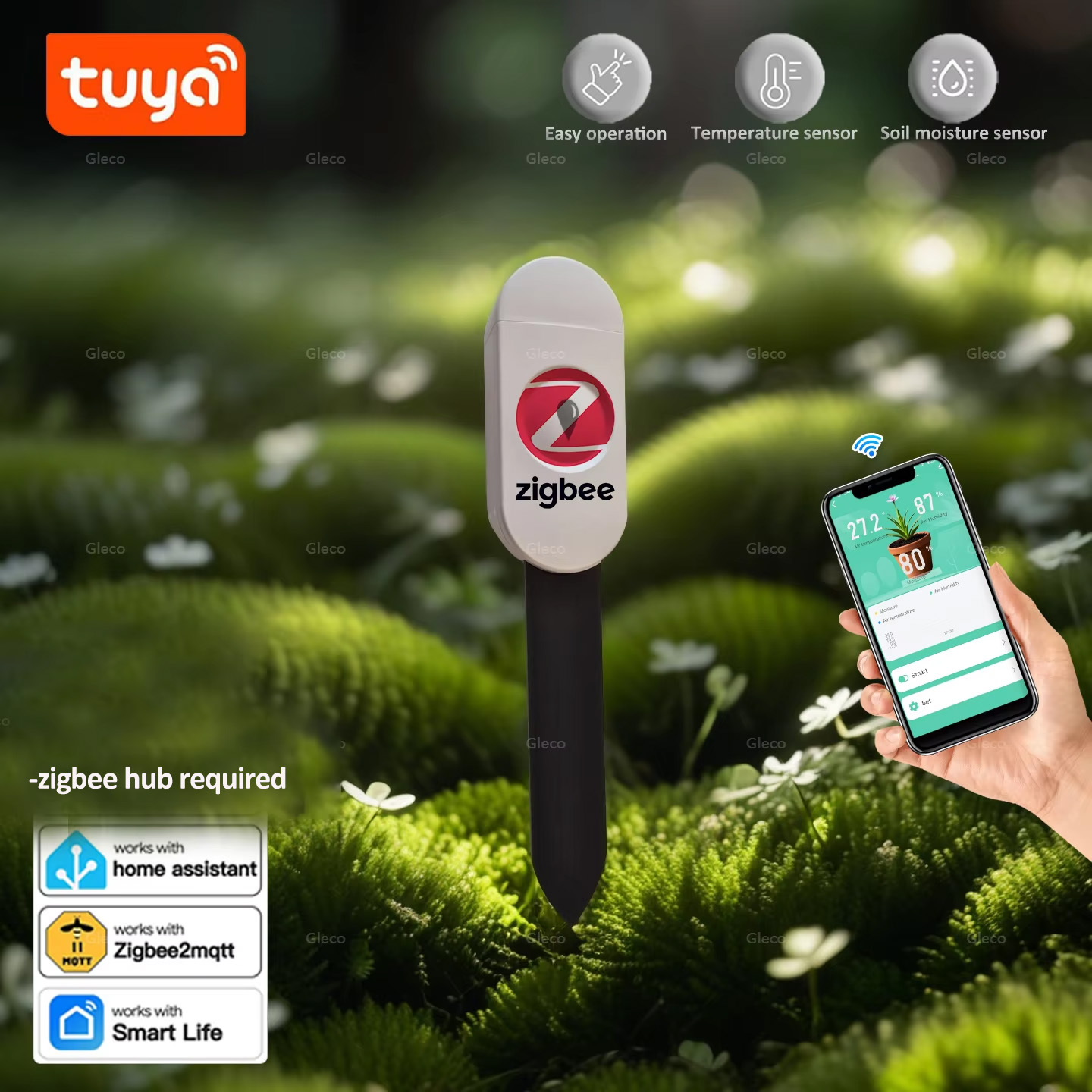 Tuya Smart Life Zigbee Soil Mo - Smart Urban Garden ulasan dan harga